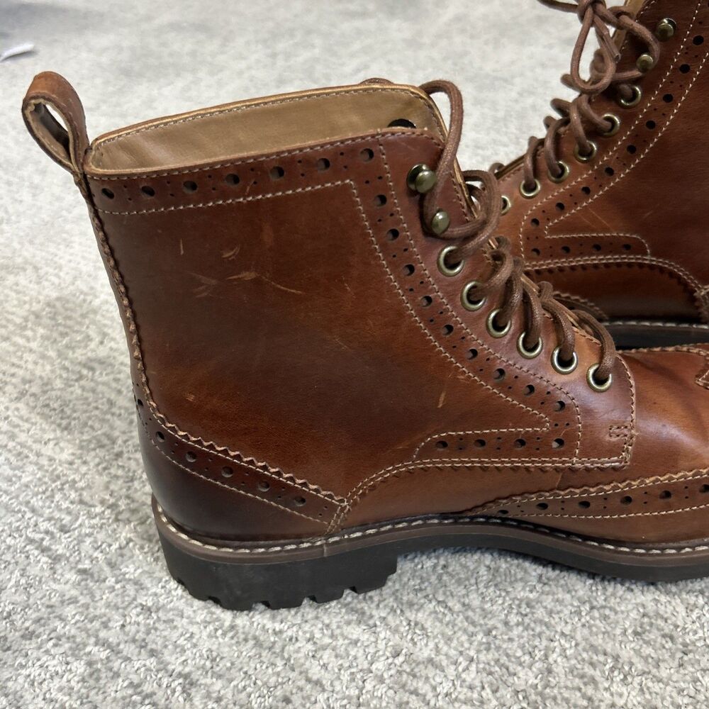 Clarks Montacute Lord Brogue Style Chukka Boots Mens 9.5 Leather Brown Wingtip - Picture 11 of 12